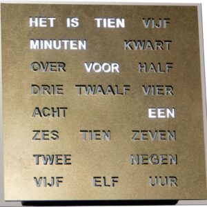 Intertime woordklok goud 20 x 20 cm