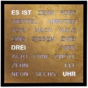 Intertime woordklok 40 x 40 cm goud