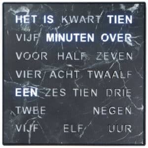 Intertime woordklok 28 x 28 cm marmer zwart
